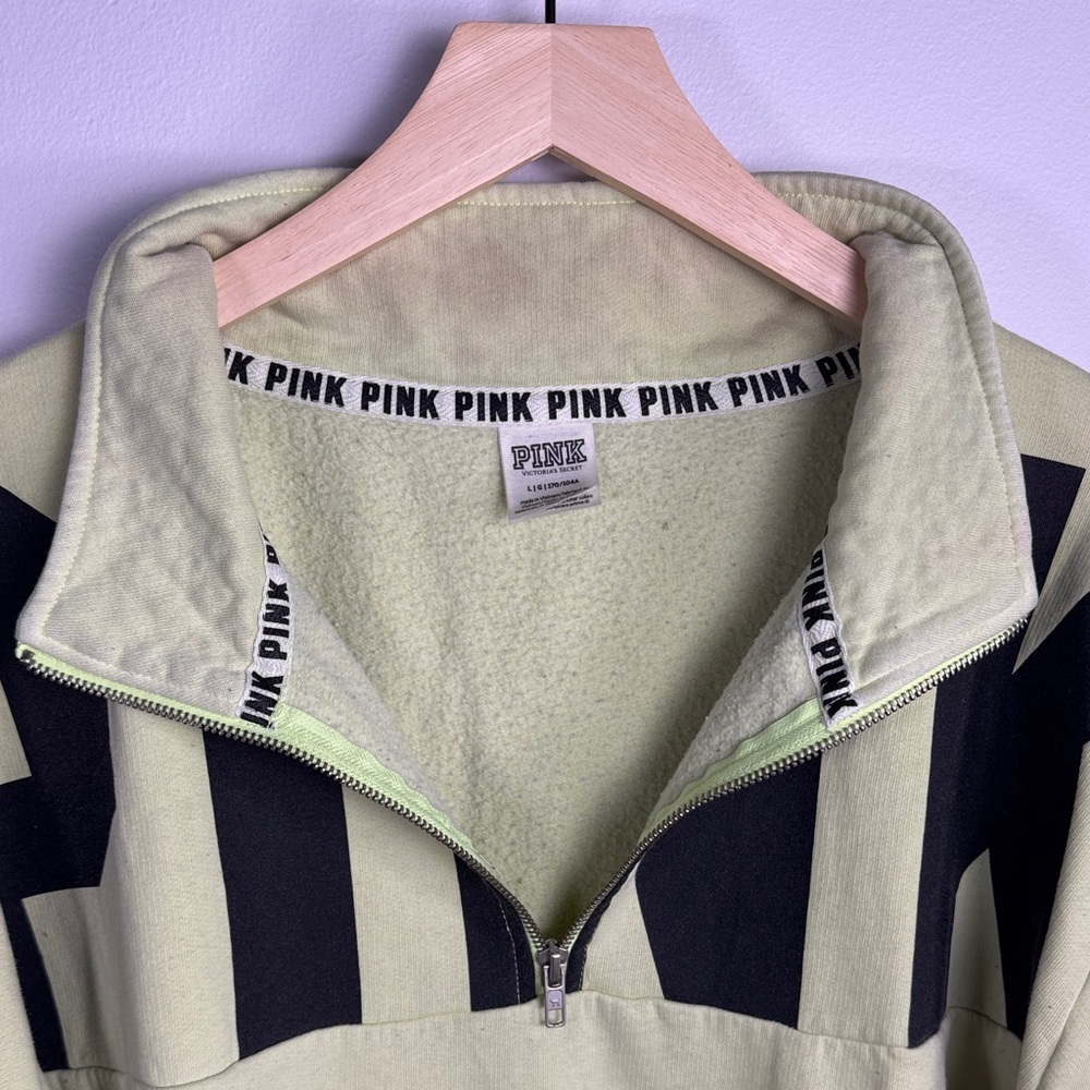 Y2K Style PINK VS Neon Green Oversized 1/4 Zip Sweatshirt Size L Read Desc - Picture 2 of 6